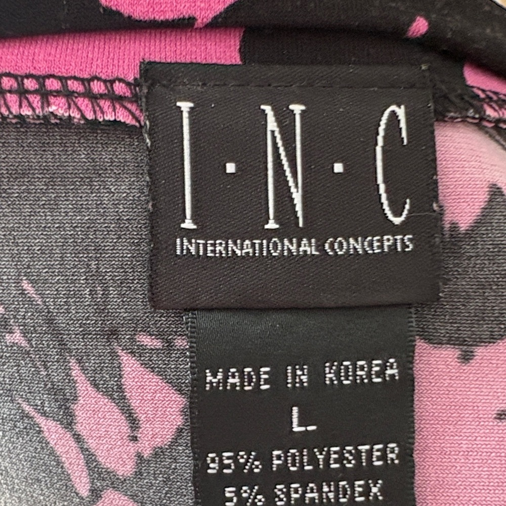 INC International Concepts Black and Pink Floral Blouse Size L - Picture 6 of 7